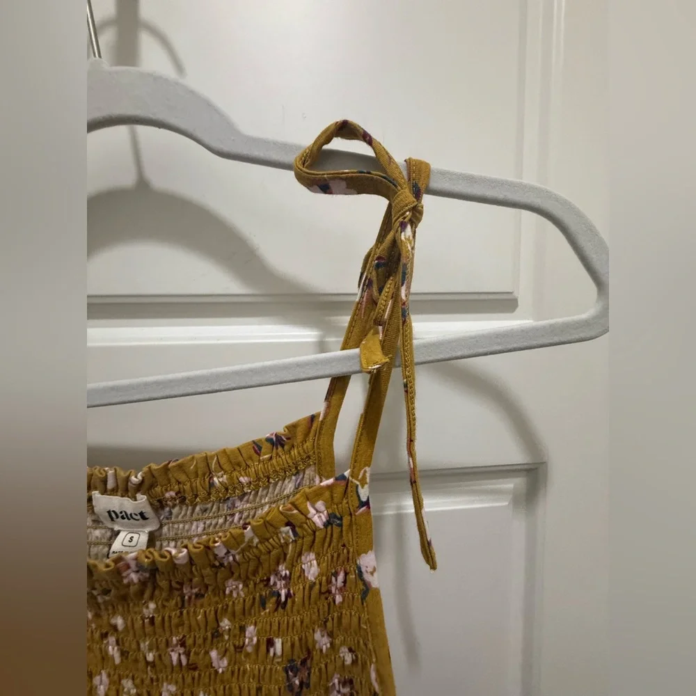 NWT. Pact. Soirée One-in-Done Jumpsuit. Mustard Floral. Size Small._11
